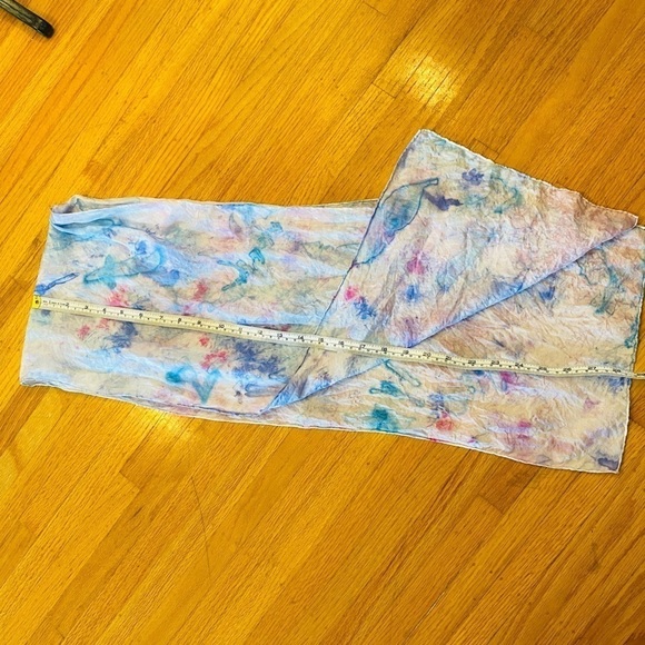 Silk scarf hand painted one of a kind art to wear pink blue turquoise NEW - Picture 6 of 8